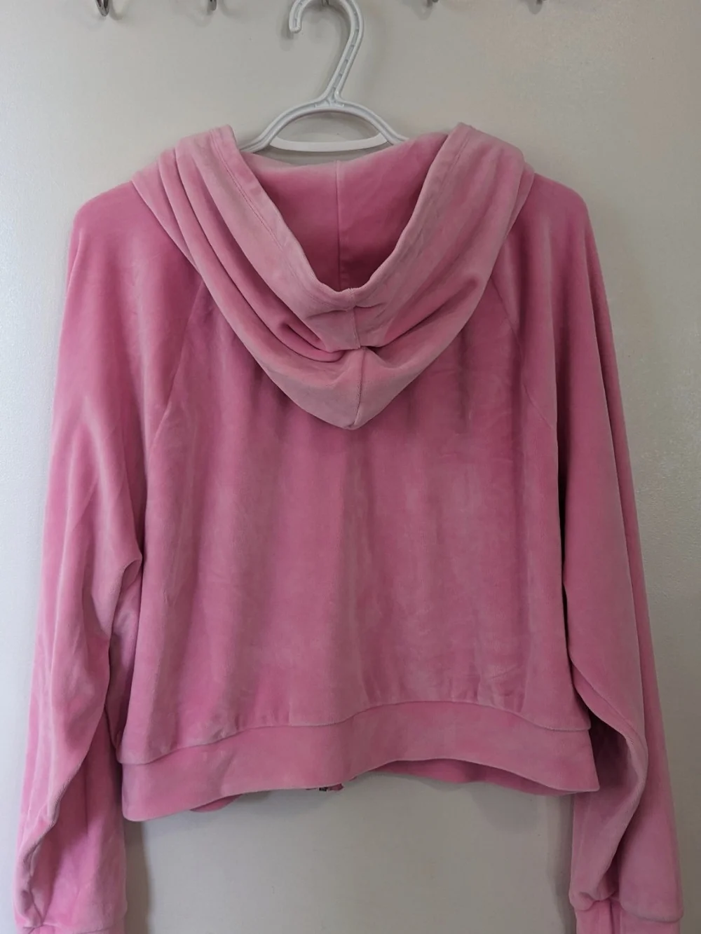 Large Victoria's Secret Pink Velour Zip Hoodie with Embroidered V - Picture 5 of 8